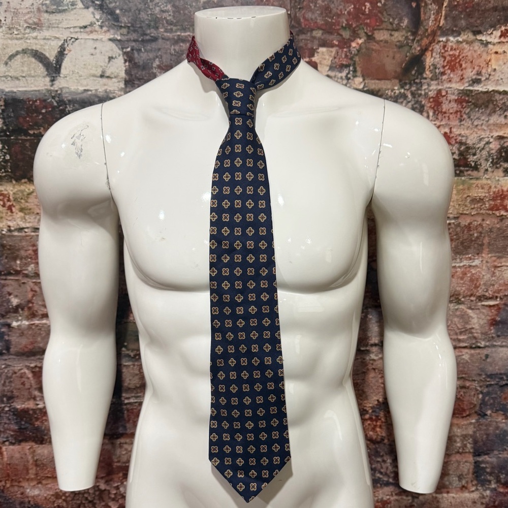 Tommy Hilfiger Navy and Red Geometric Tie